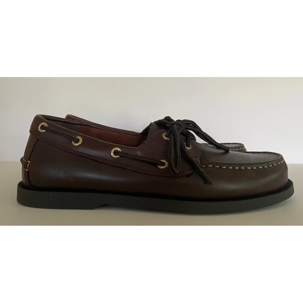 Dockers Mens Vargas Brown Leather Lace Up Boat Shoes Nautical‎ Loafers 8.5M NEW